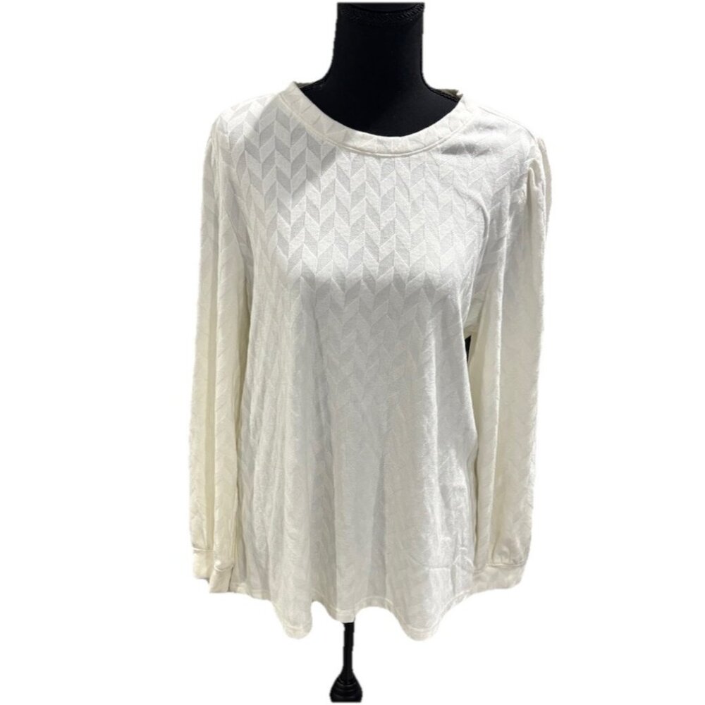 NWT Intro. Love The Fit Light Weight Ivory Pattern Sweater Plus Size 2X